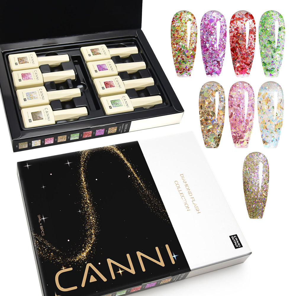 CANNI TPO & Hema Free Glittered 8pcs Kit JK - Prism Flash Series