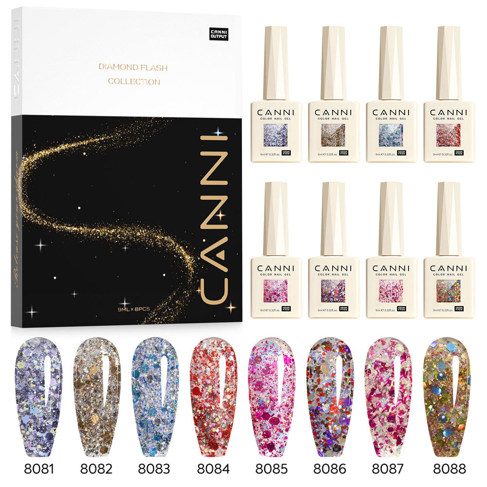 CANNI TPO & Hema Free Glittered 8pcs Kit KK - Glitz Flash Series