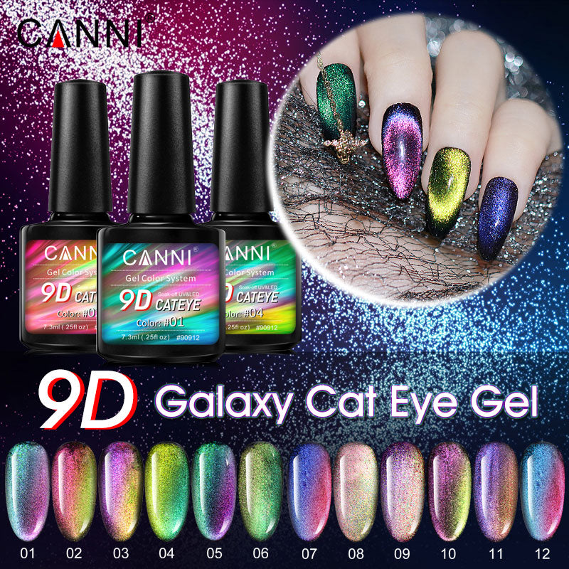 CANNI® 9D Cat Eye Nail Gel Polish Galaxy Magnetic UV / LED Soak Off