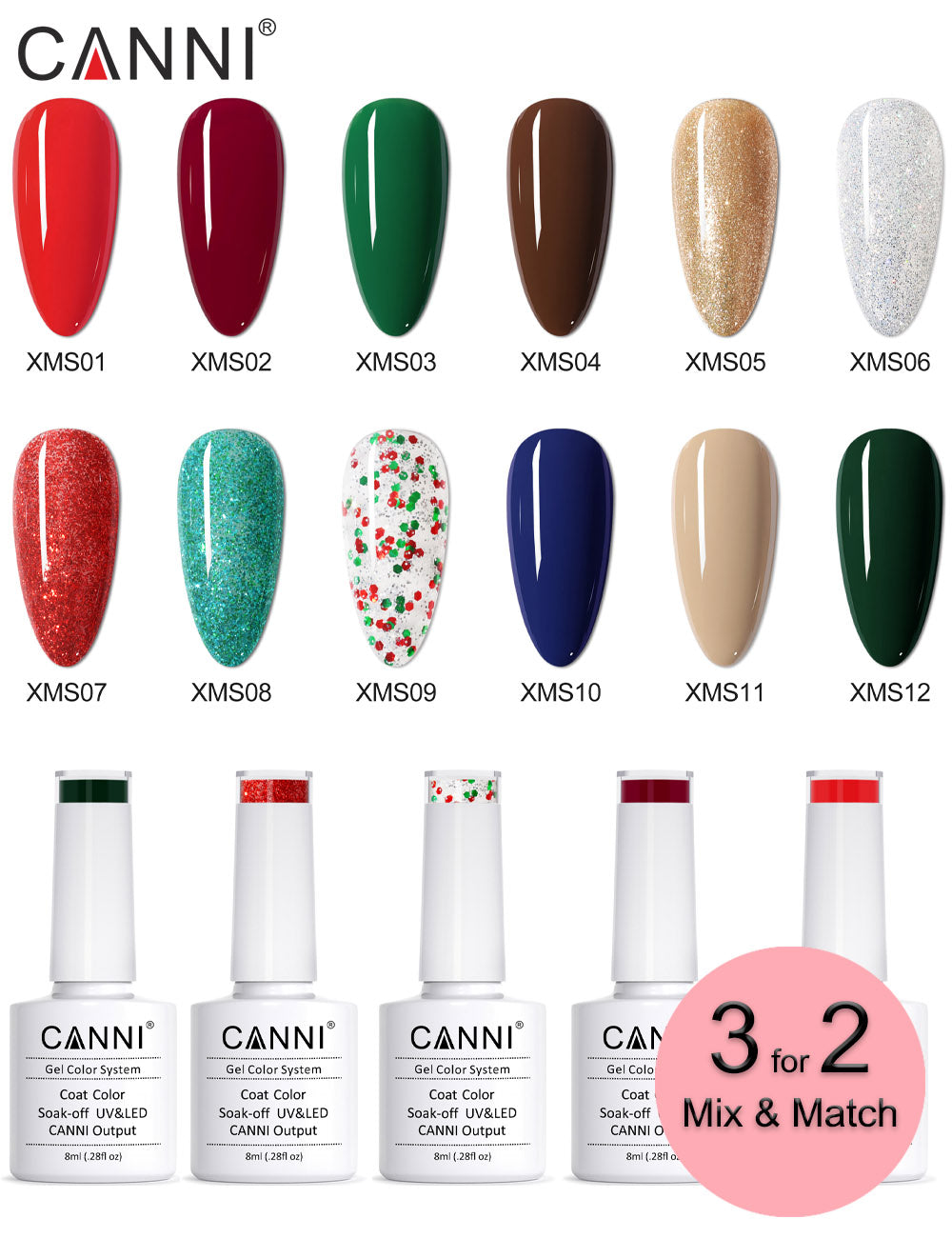 CANNI® Christmas Nail Gel Polish Soak Off UV LED Colours