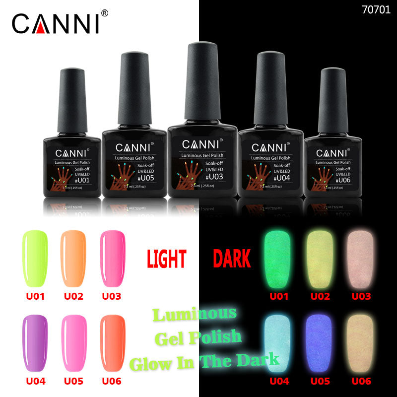 CANNI Luminous Gel Polish Glow in the Dark Soak off Nail Art UV / LED Gel