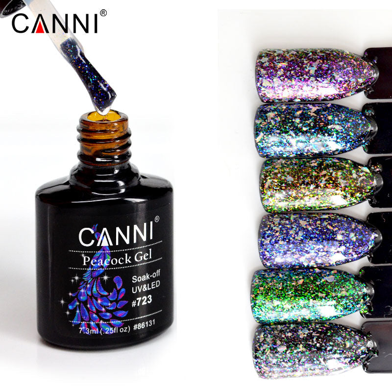 CANNI Peacock Nail Gel Polish Supper Shinning Glitter UV /LED Soak Off Nails Gel