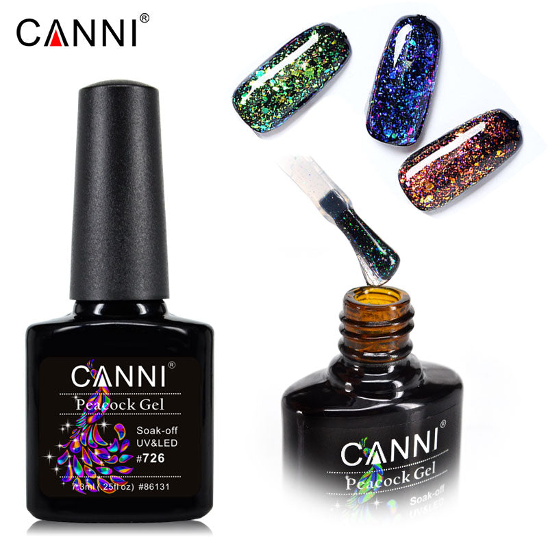 CANNI Peacock Nail Gel Polish Supper Shinning Glitter UV /LED Soak Off Nails Gel
