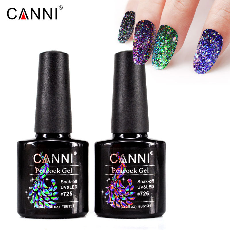 CANNI Peacock Nail Gel Polish Supper Shinning Glitter UV /LED Soak Off Nails Gel