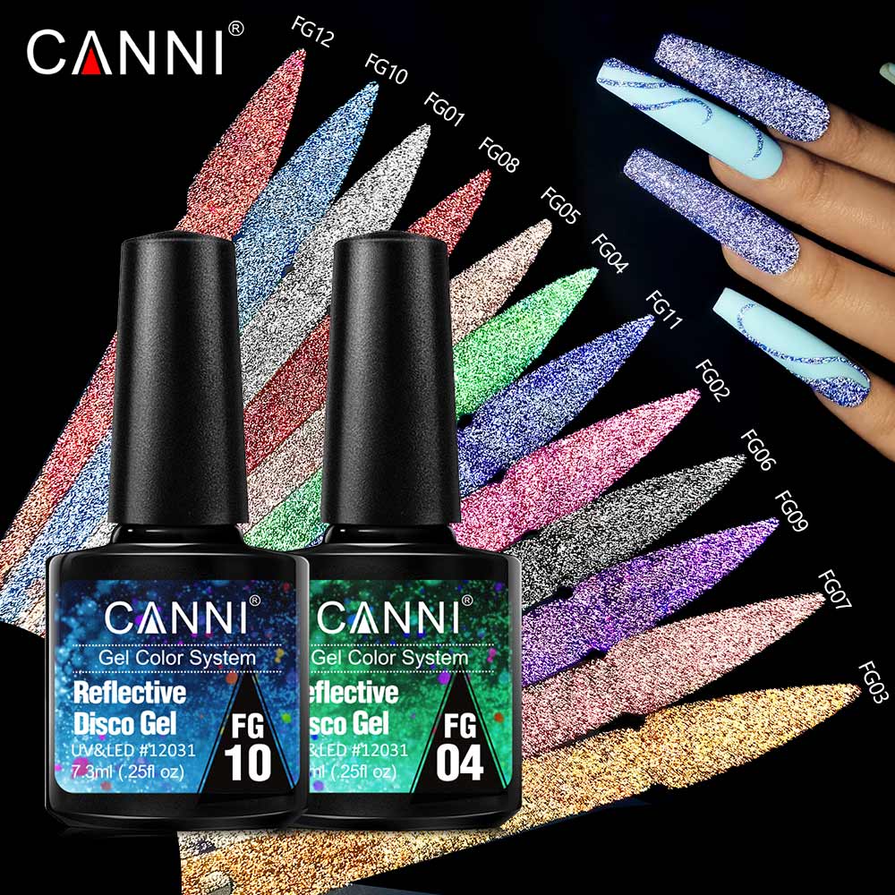 CANNI® Reflective Disco Gel Sparkle Soak Off UV LED Super Bright Nail Gel Polish