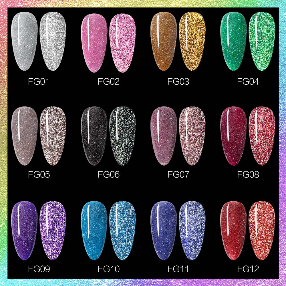 CANNI® Reflective Disco Gel Sparkle Soak Off UV LED Super Bright Nail Gel Polish