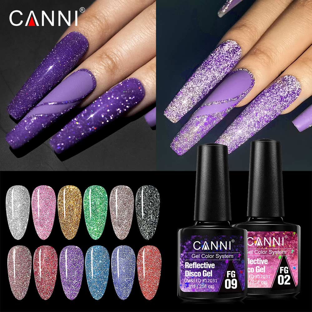 CANNI® Reflective Disco Gel Sparkle Soak Off UV LED Super Bright Nail Gel Polish