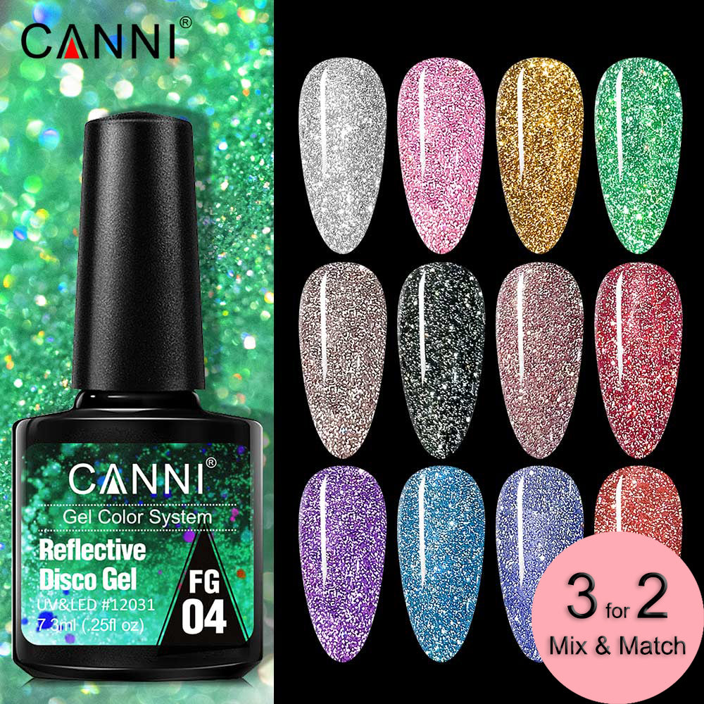 CANNI® Reflective Disco Gel Sparkle Soak Off UV LED Super Bright Nail Gel Polish
