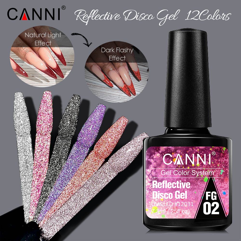 CANNI® Reflective Disco Gel Sparkle Soak Off UV LED Super Bright Nail Gel Polish