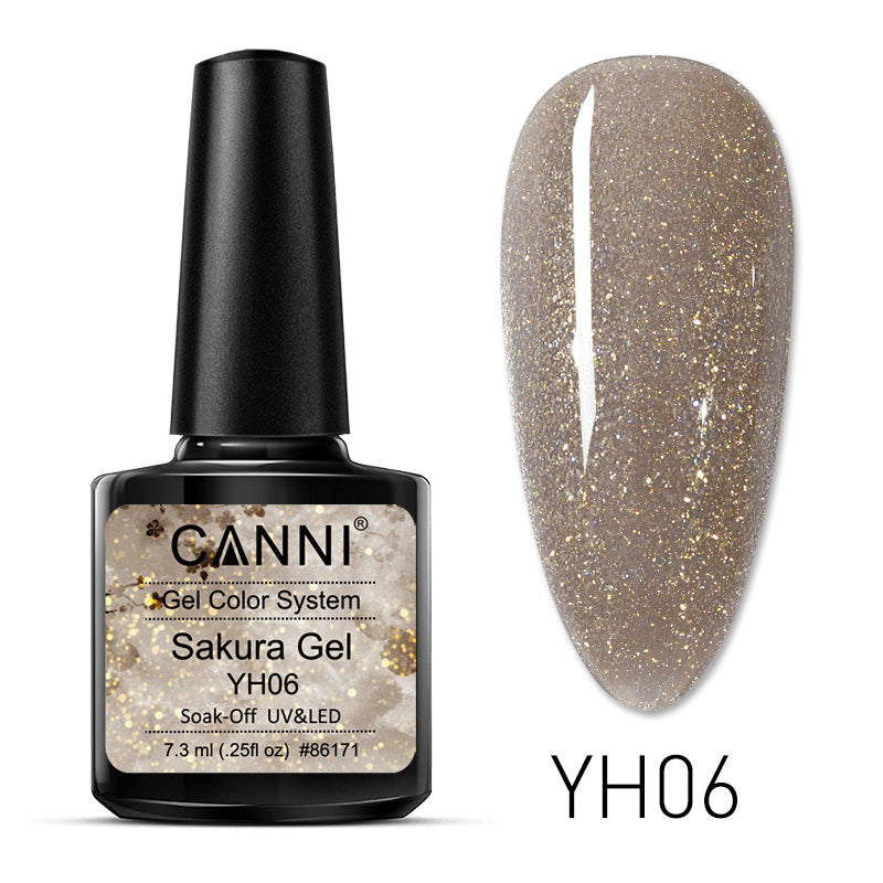 CANNI Soak Off UV / LED Sakura Glittered Nail Gel Series