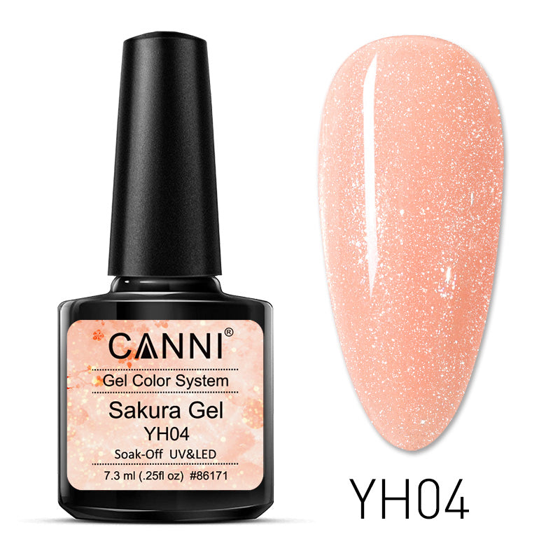 CANNI Soak Off UV / LED Sakura Glittered Nail Gel Series