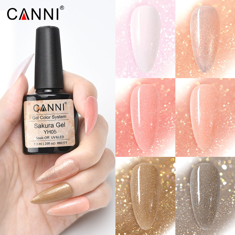 CANNI Soak Off UV / LED Sakura Glittered Nail Gel Series