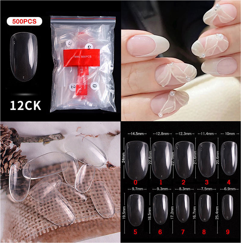 CANNI 500 Pieces Almond False Fake Nail Tips