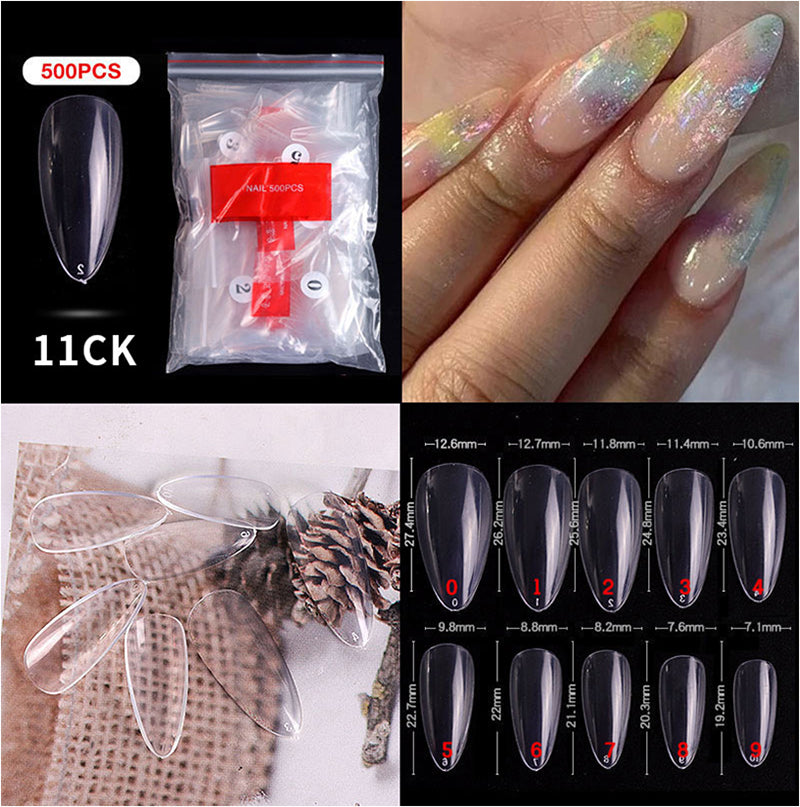 CANNI 500 Pieces Short Stiletto False Fake Nail Tips