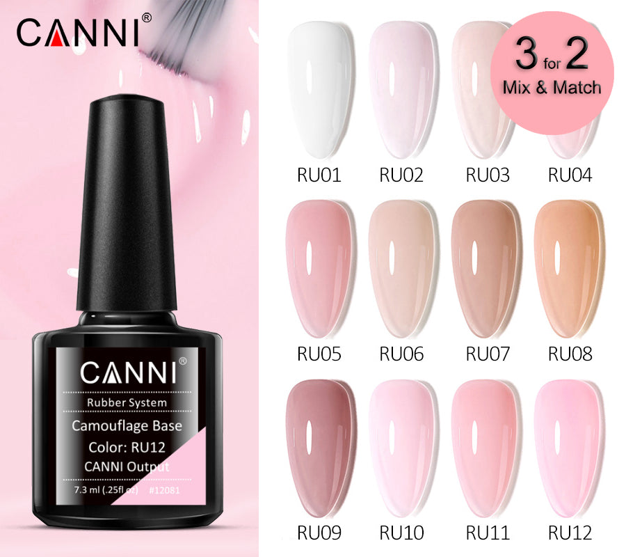 CANNI Long Lasting Nude Pink Camouflage Rubber Base Coat Nail Gel Polish 7.3ml
