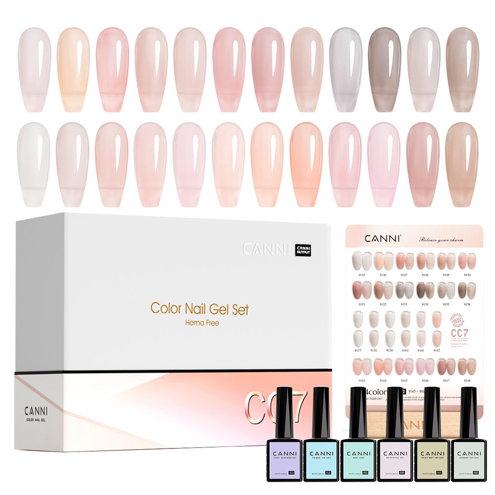 CANNI HEMA FREE 30pcs Nail Gel Polish Kit - CC7 (Jelly Nude Gels)