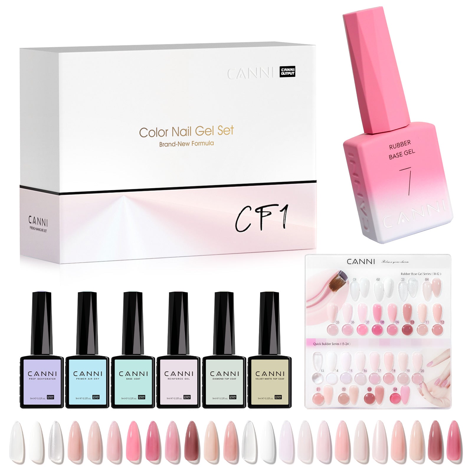 CF1 - 30pcs Rubber Base and Quick Builder Gel Kit TPO FREE and HEMA FREE