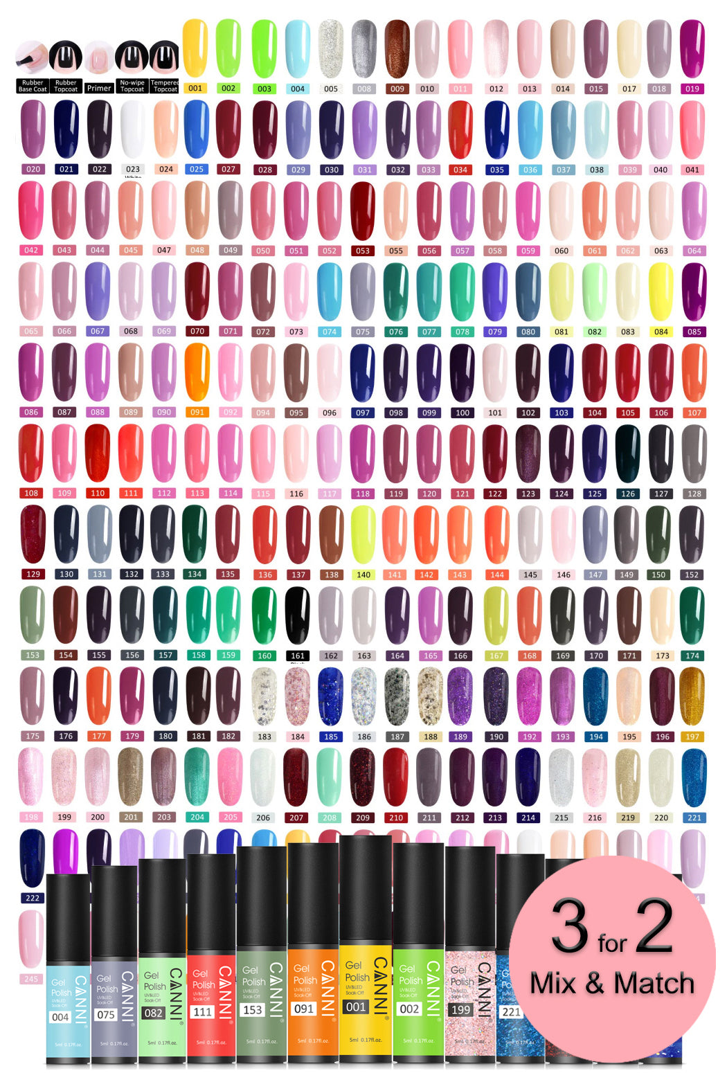 Canni Classic Range 5ml Soak Off UV / LED Nail Gel Polish Varnish - Shade 201 to 258