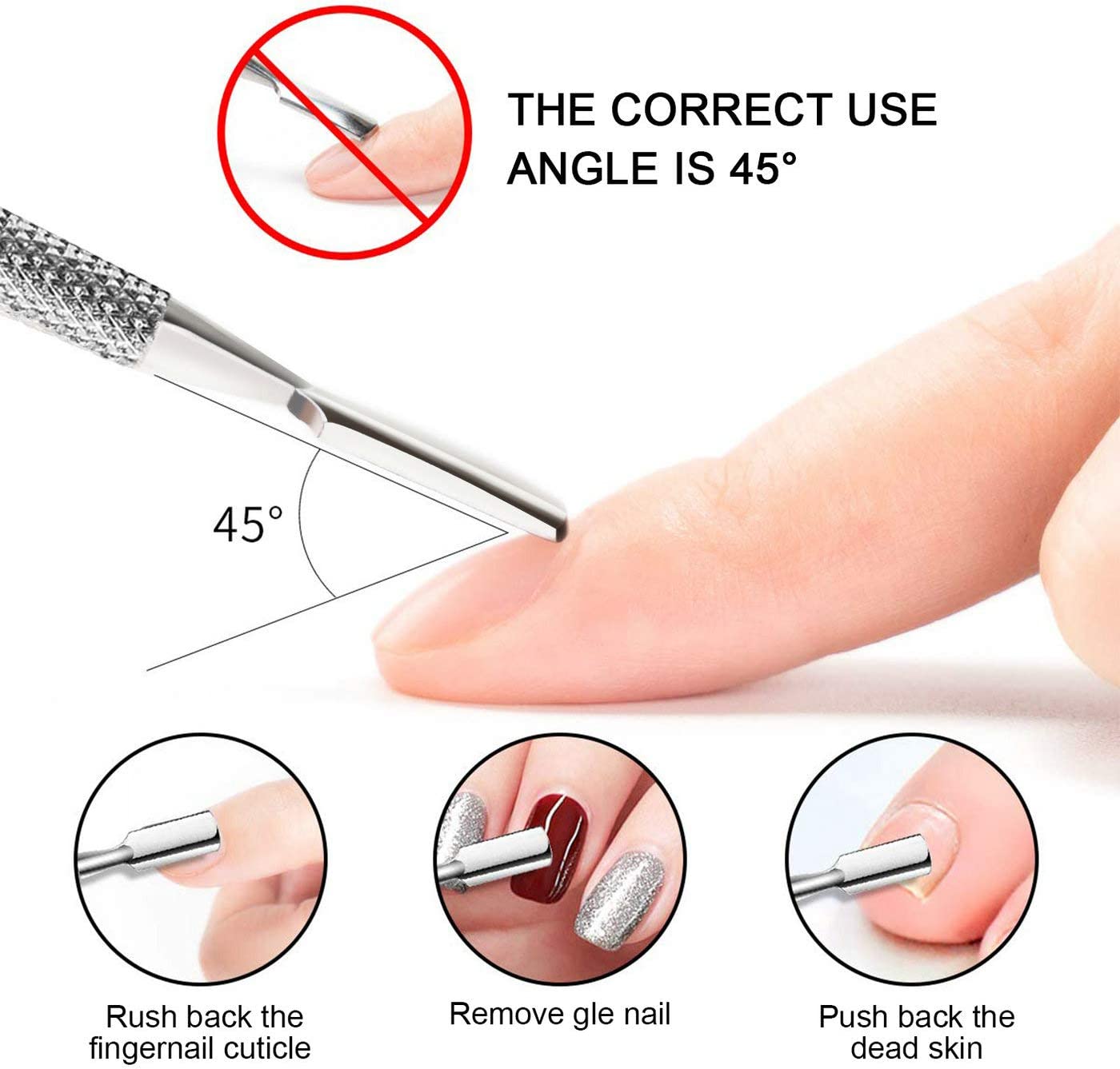 Dual Head Cuticle Pusher UV Nail Gel Polish Soak Off Remover Tool Nail Art Cuticle Trimmer