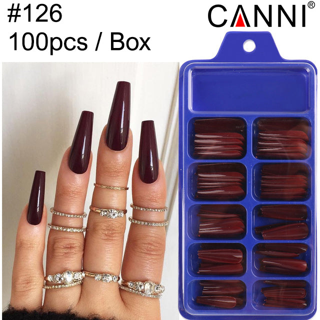 CANNI 100pcs Long Coffin False Full Cover #126