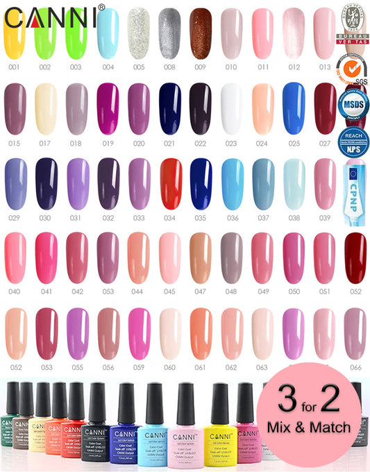 Soak off UV / LED Nail Gel Polish CANNI Classic Range - Shade 001 to 100