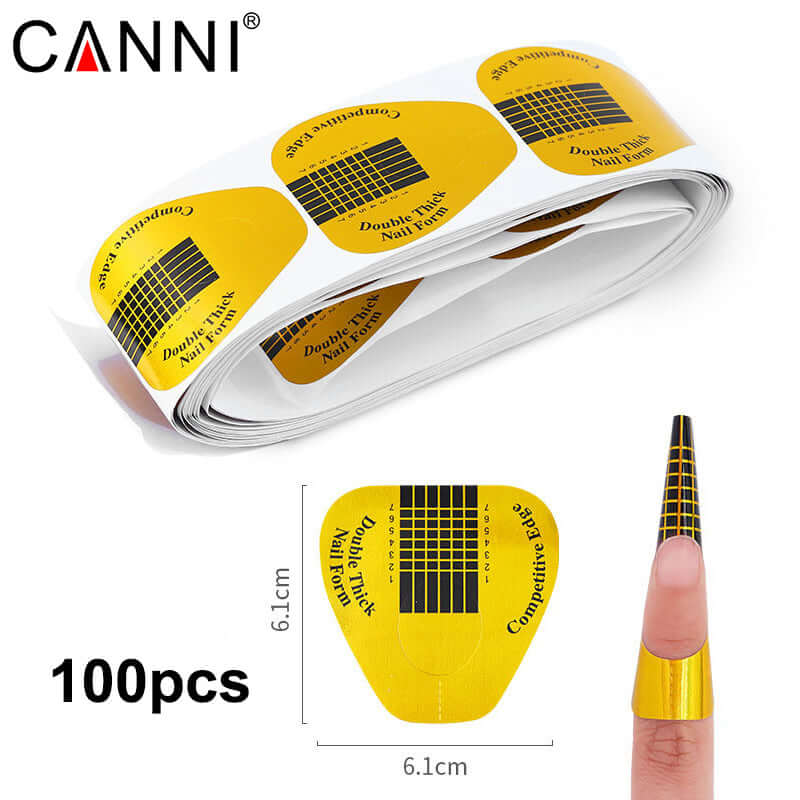 100pcs Gold Double Thick Self Adhesive Nail Form Stickers