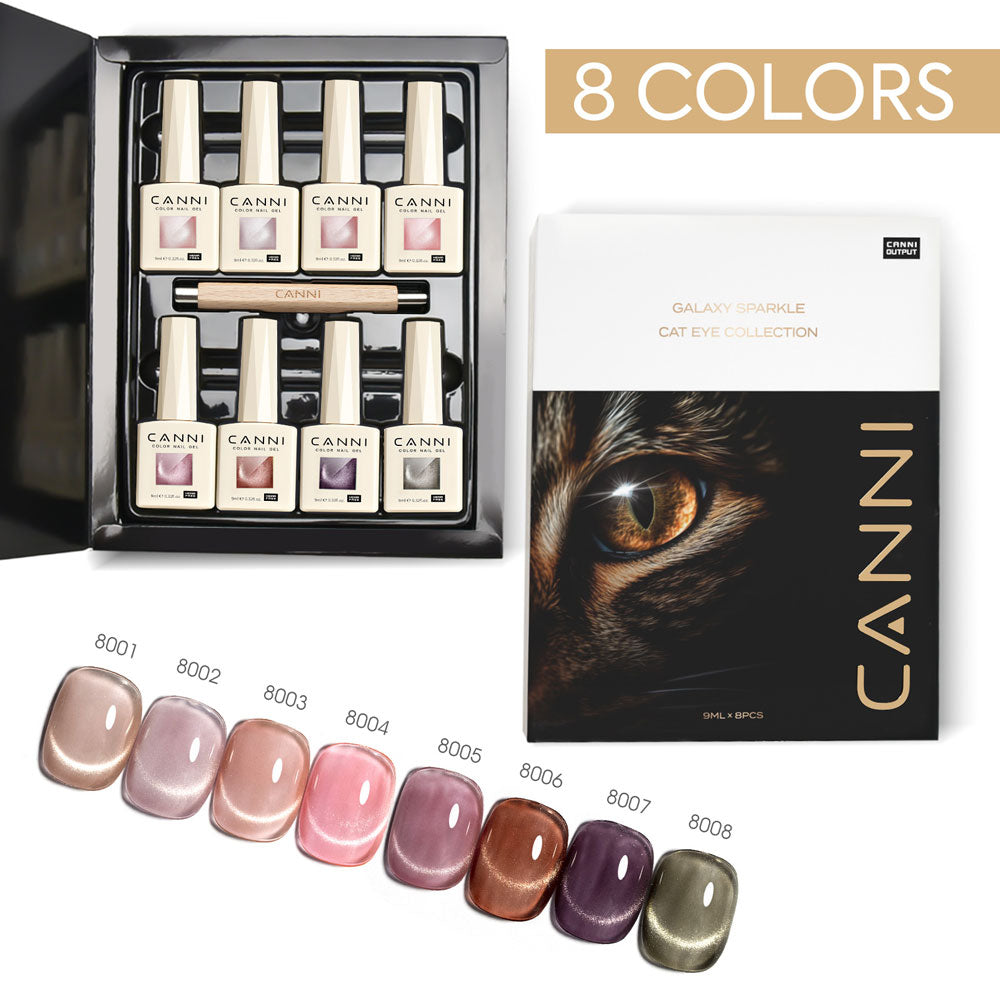 CANNI TPO & Hema Free Cat Eye 8pcs Kit AK - Shimmer Velvet Series