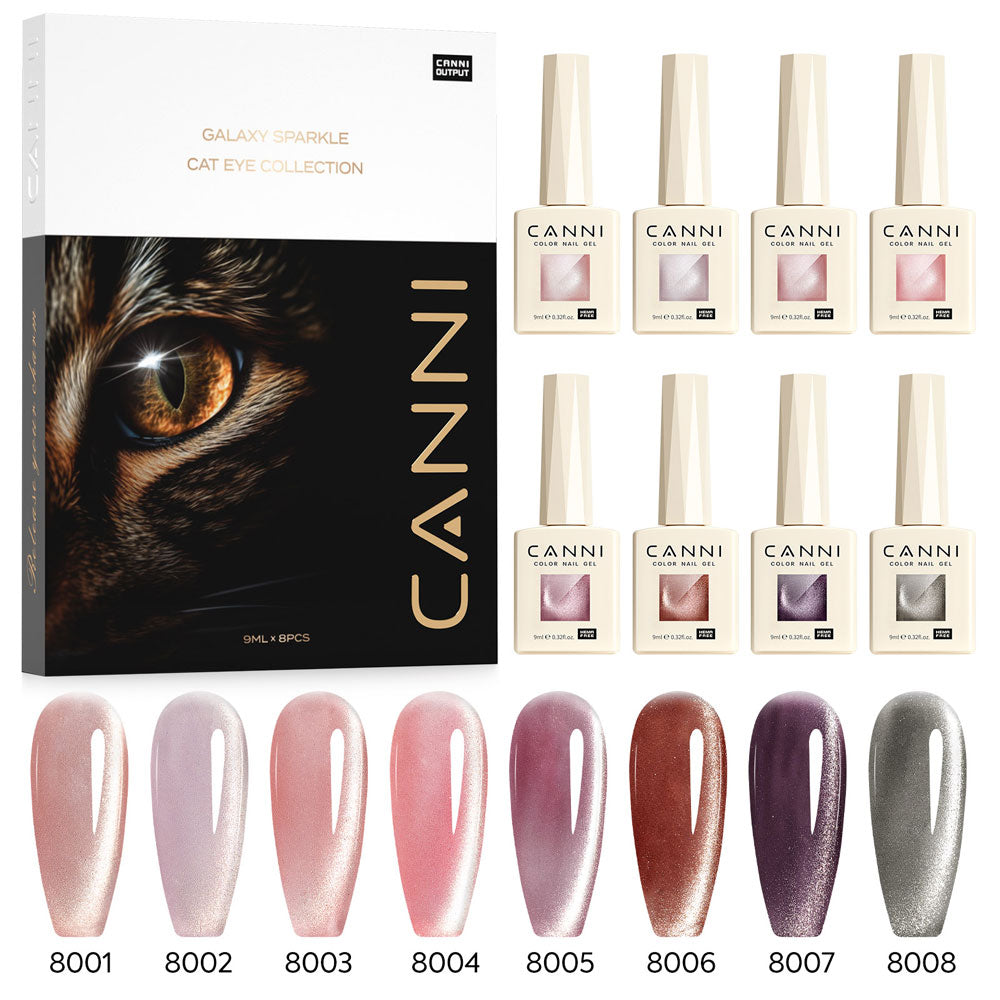 CANNI TPO & Hema Free Cat Eye 8pcs Kit AK - Shimmer Velvet Series