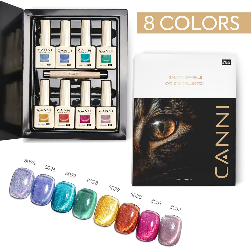 CANNI TPO & Hema Free Cat Eye 8pcs Kit DK - Galaxy Gaze Series