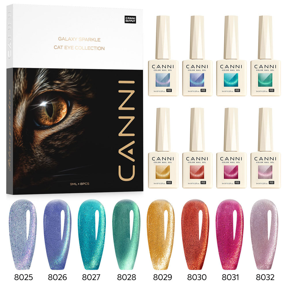CANNI TPO & Hema Free Cat Eye 8pcs Kit DK - Galaxy Gaze Series