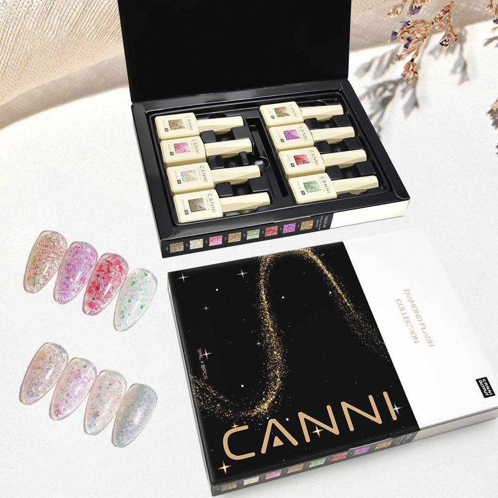 CANNI TPO & Hema Free Glittered 8pcs Kit JK - Prism Flash Series