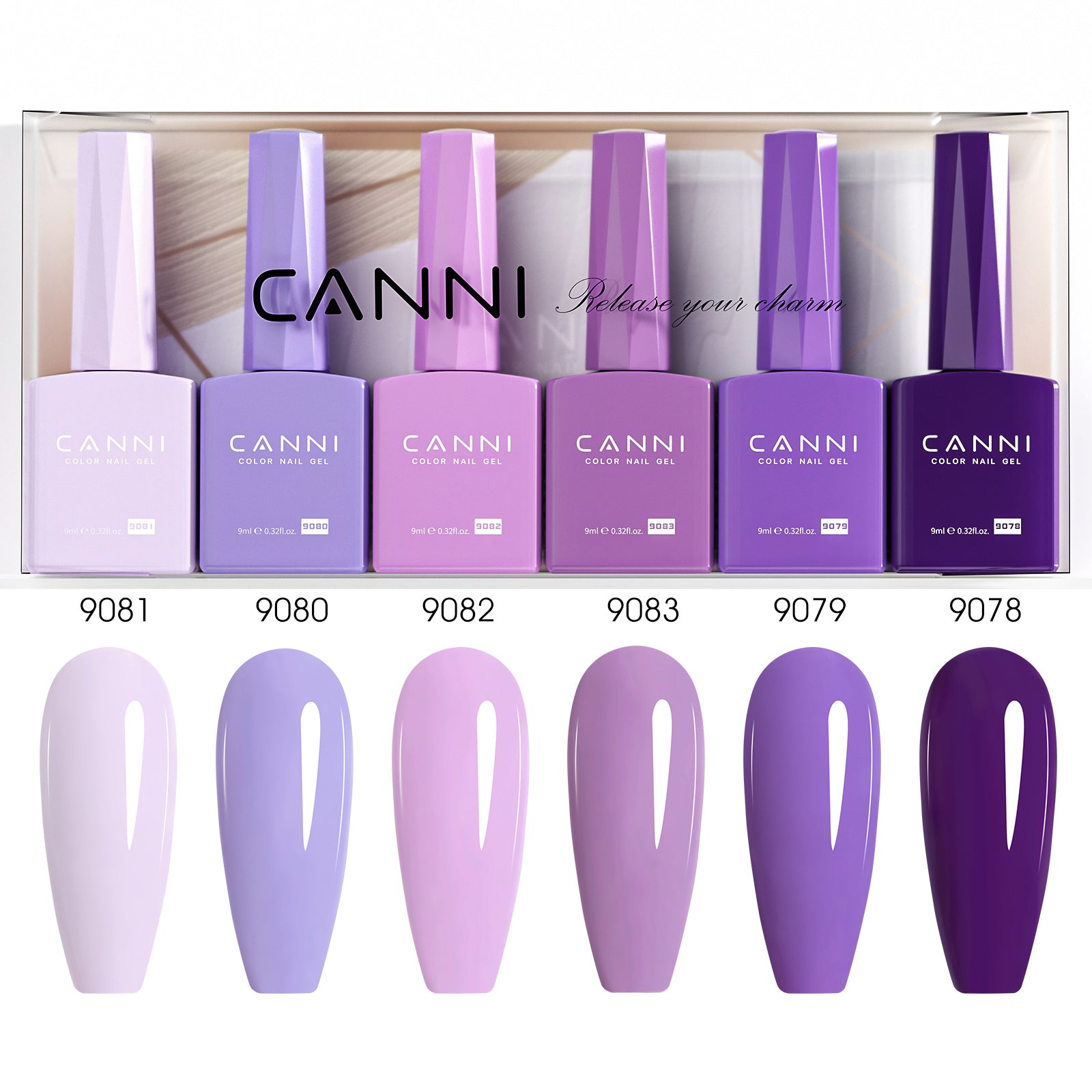 CANNI Hema Free Bundle of 6 Bottles UV LED Nail Gel Polish soak off - 9ml