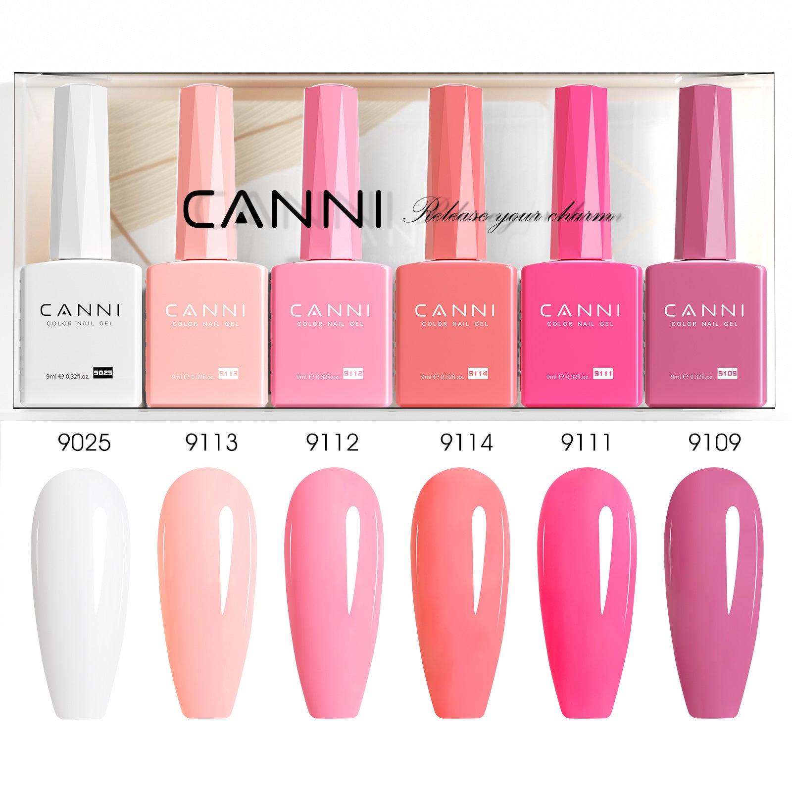 CANNI Hema Free Bundle of 6 Bottles UV LED Nail Gel Polish soak off - 9ml