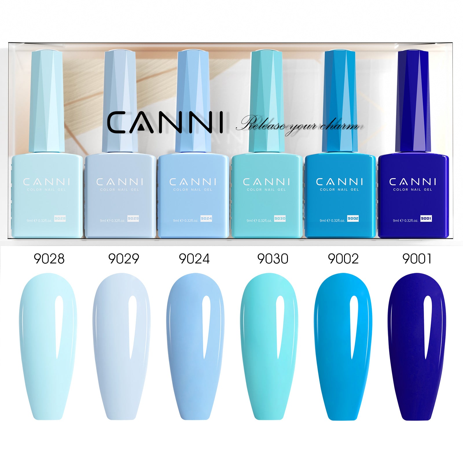 CANNI Hema Free Bundle of 6 Bottles UV LED Nail Gel Polish soak off - 9ml