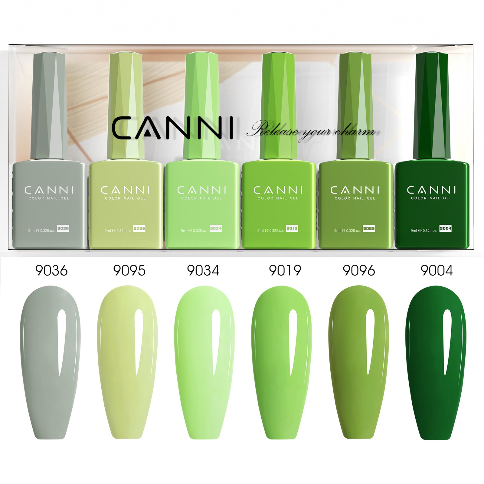 CANNI Hema Free Bundle of 6 Bottles UV LED Nail Gel Polish soak off - 9ml