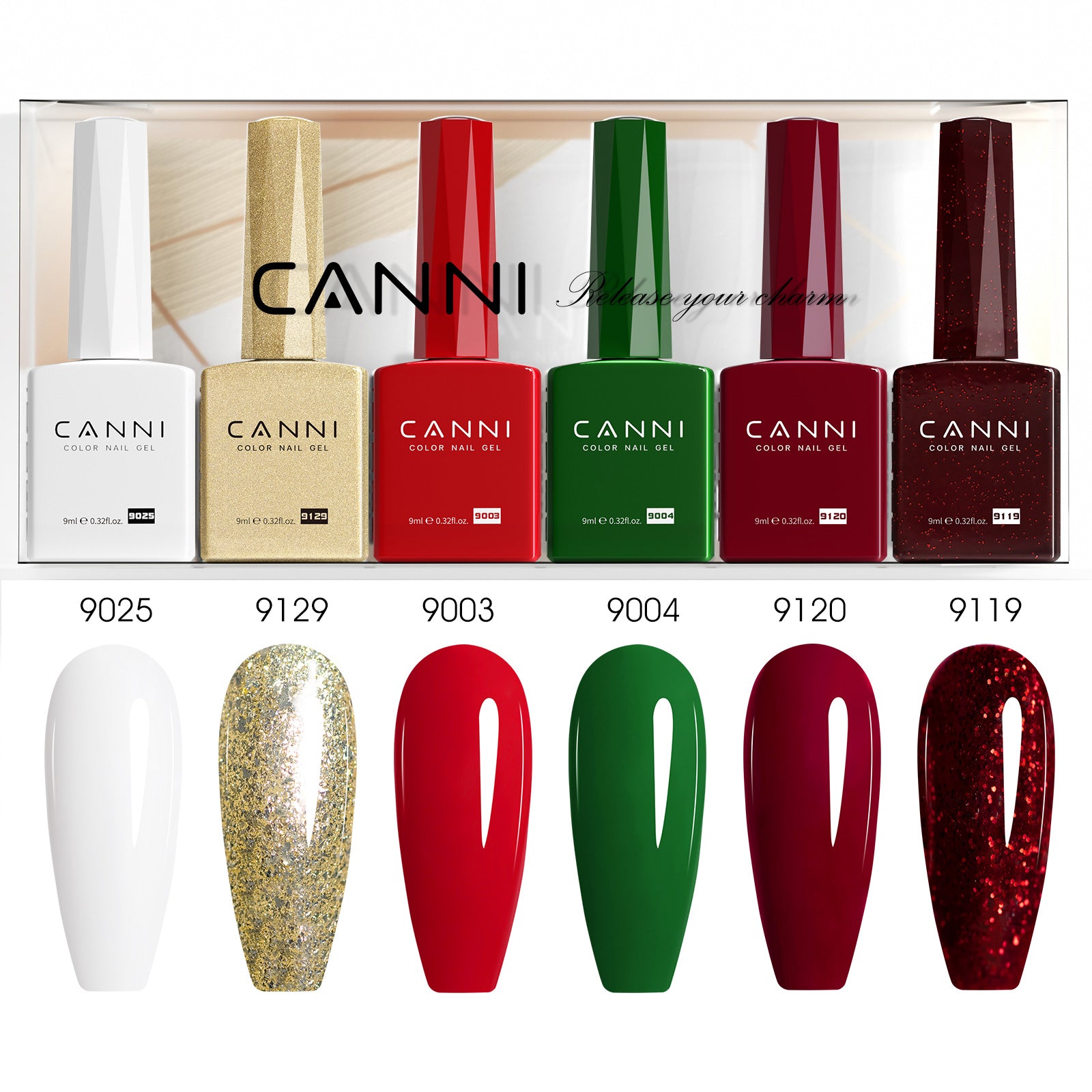 CANNI Hema Free Bundle of 6 Bottles UV LED Nail Gel Polish soak off - 9ml