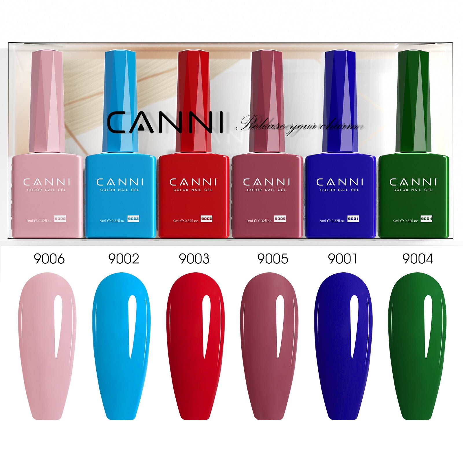 CANNI Hema Free Bundle of 6 Bottles UV LED Nail Gel Polish soak off - 9ml