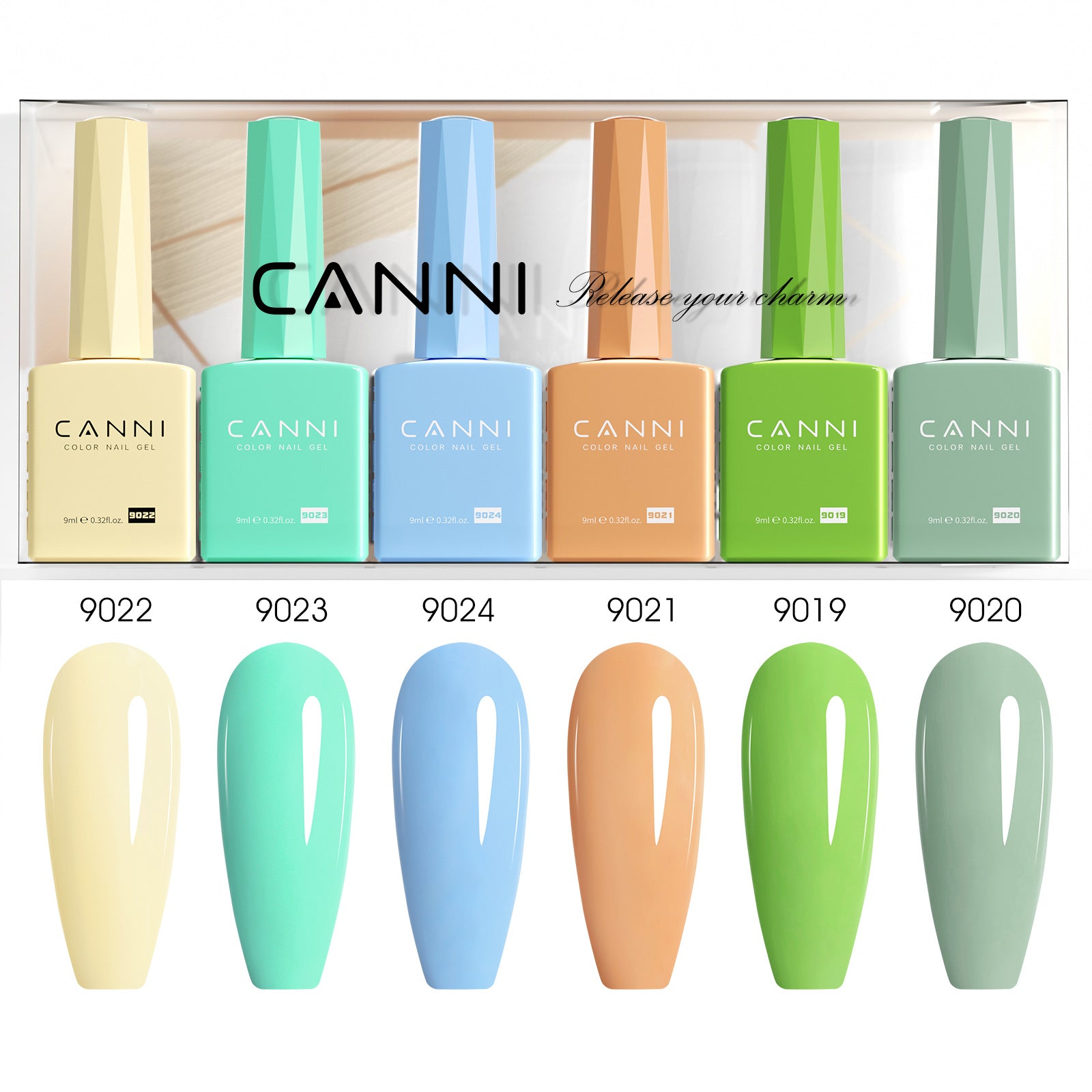 CANNI Hema Free Bundle of 6 Bottles UV LED Nail Gel Polish soak off - 9ml