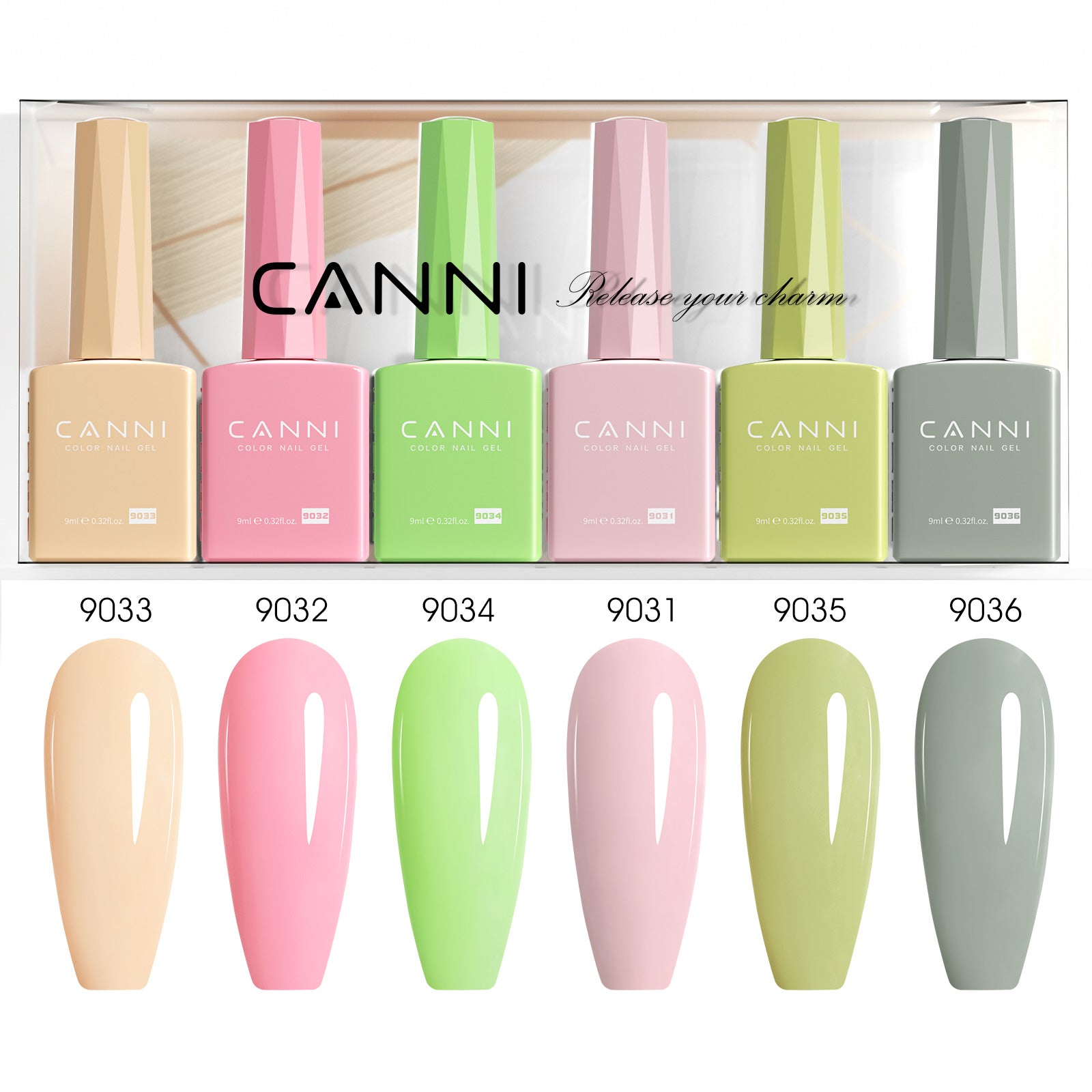 CANNI Hema Free Bundle of 6 Bottles UV LED Nail Gel Polish soak off - 9ml