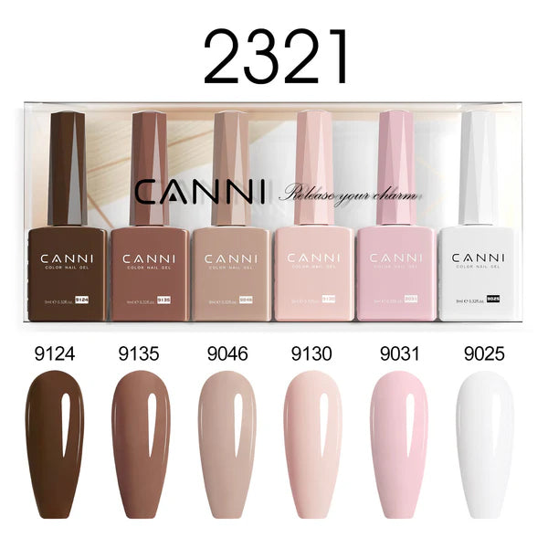 CANNI Hema Free Bundle of 6 Bottles UV LED Nail Gel Polish soak off - 9ml