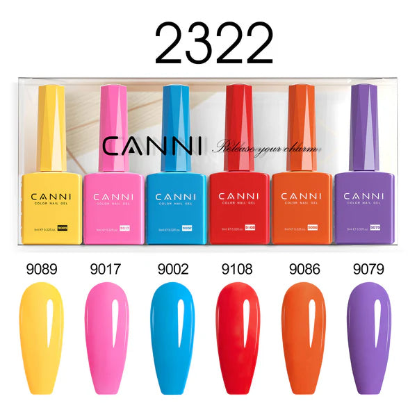 CANNI Hema Free Bundle of 6 Bottles UV LED Nail Gel Polish soak off - 9ml