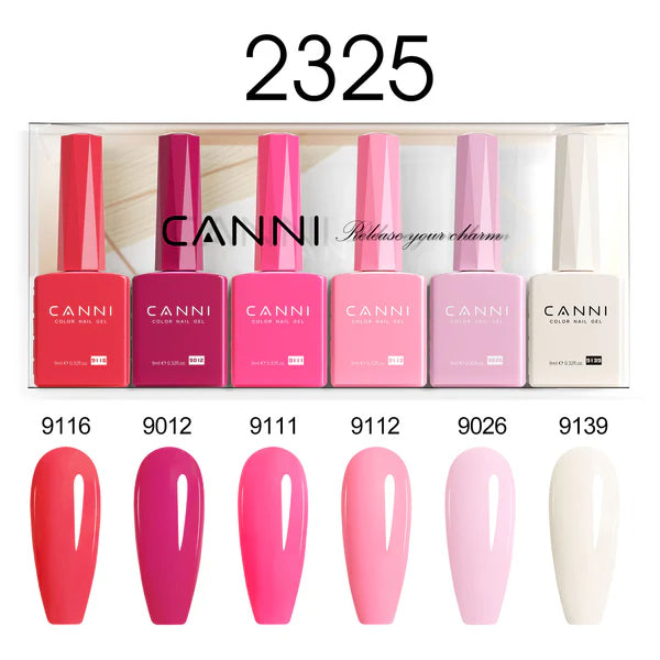 CANNI Hema Free Bundle of 6 Bottles UV LED Nail Gel Polish soak off - 9ml