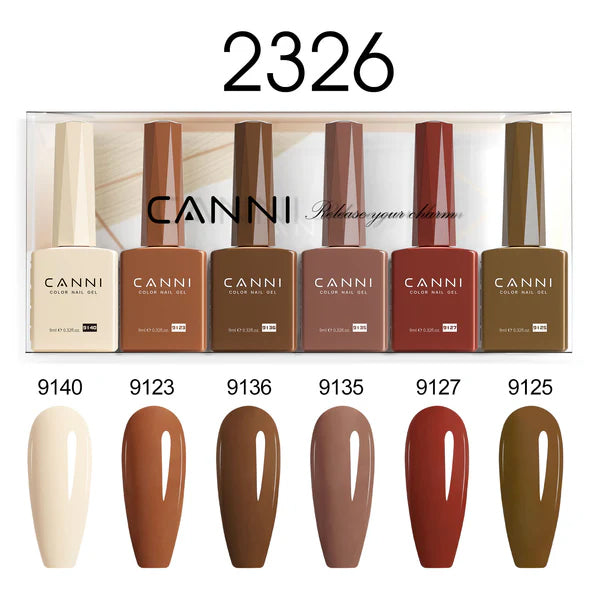CANNI Hema Free Bundle of 6 Bottles UV LED Nail Gel Polish soak off - 9ml
