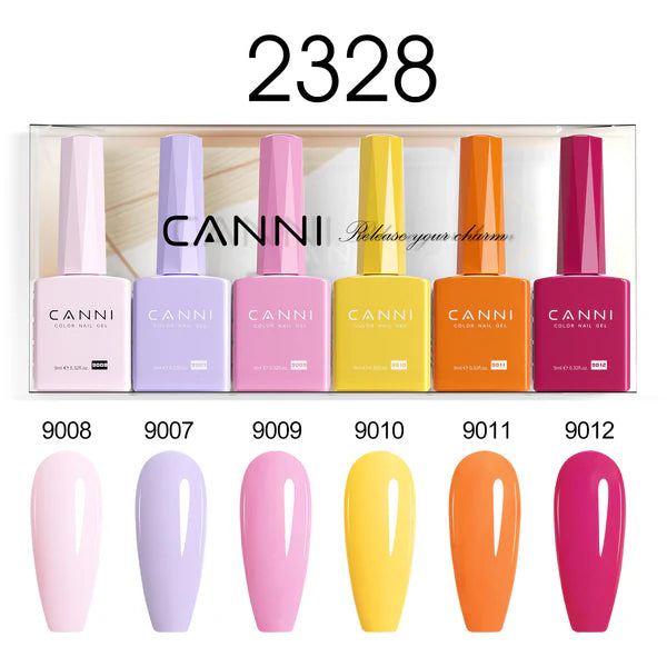 CANNI Hema Free Bundle of 6 Bottles UV LED Nail Gel Polish soak off - 9ml