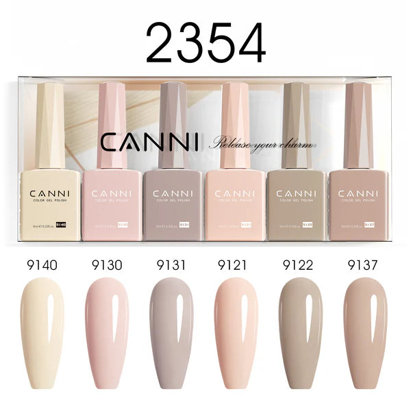 CANNI Hema Free Bundle of 6 Bottles UV LED Nail Gel Polish soak off - 9ml