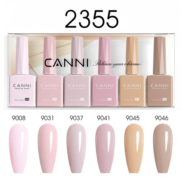 CANNI Hema Free Bundle of 6 Bottles UV LED Nail Gel Polish soak off - 9ml