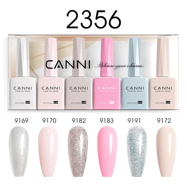 CANNI Hema Free Bundle of 6 Bottles UV LED Nail Gel Polish soak off - 9ml