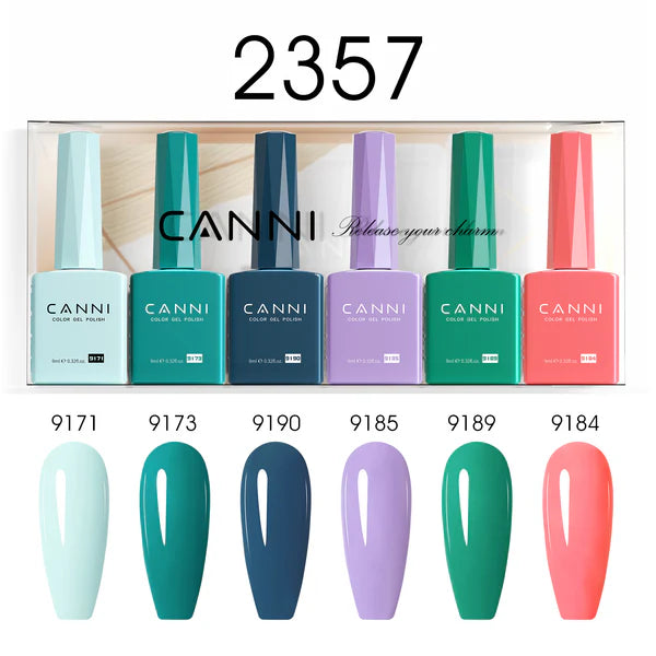 CANNI Hema Free Bundle of 6 Bottles UV LED Nail Gel Polish soak off - 9ml