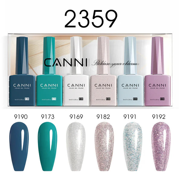 CANNI Hema Free Bundle of 6 Bottles UV LED Nail Gel Polish soak off - 9ml