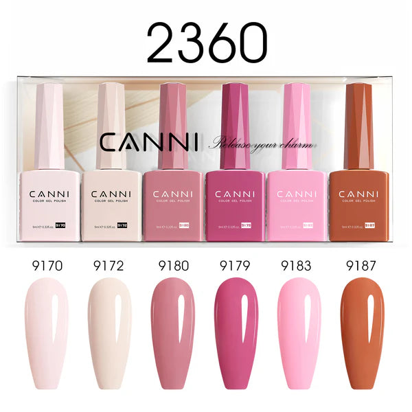 CANNI Hema Free Bundle of 6 Bottles UV LED Nail Gel Polish soak off - 9ml